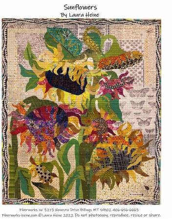 Sunflowers Collage Pattern by Laura Heine - Fiberworks - Wallhanging Pattern - FWLHSUNFLOWERS