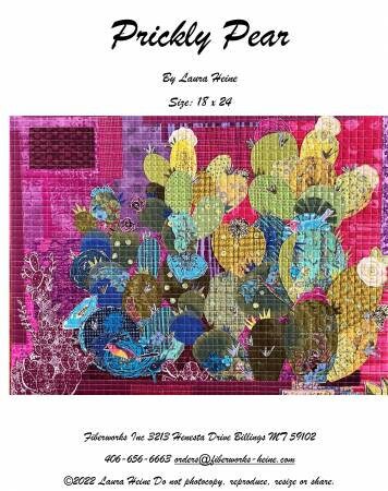 Prickly Pear Cactus Collage Pattern by Laura Heine - Fiberworks - Wallhanging Pattern - FWLHPP