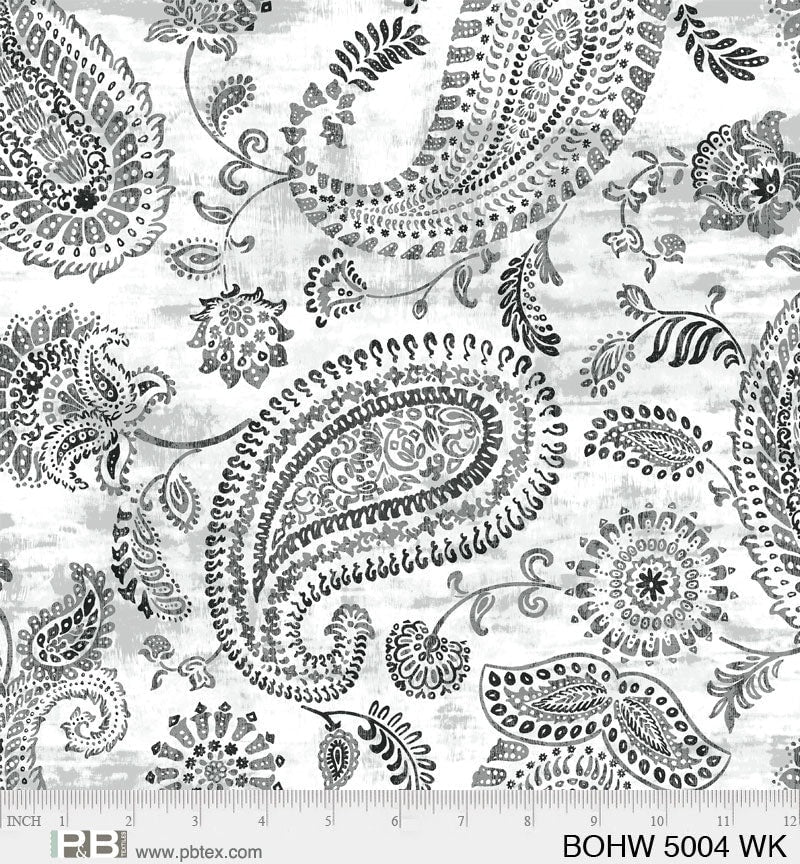 Bohemia White 108 Backing Fabric - P&B Textiles - 100% Cotton - Sold by the Half Yard - BOHW 5004 WK 108