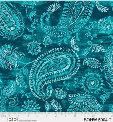 Bohemia Teal 108 Backing Fabric - P&B Textiles - 100% Cotton - Sold by the Half Yard - BOHW 5004 T 108