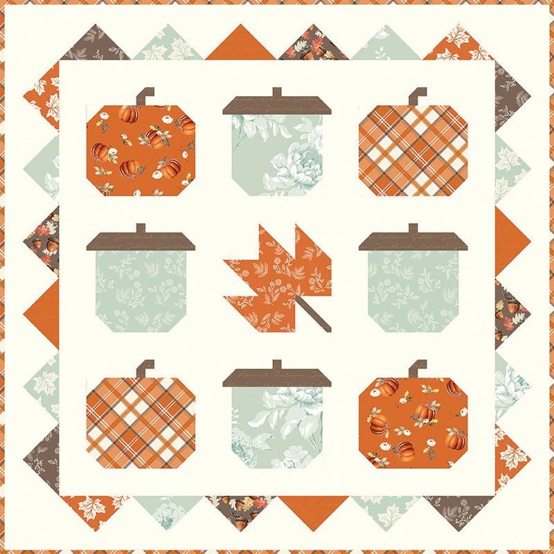 Pumpkins on Tea Green - Shades of Autumn - Sold by the Half Yard - My Mind's Eye for Riley Blake Designs - C13471-TEAGREEN