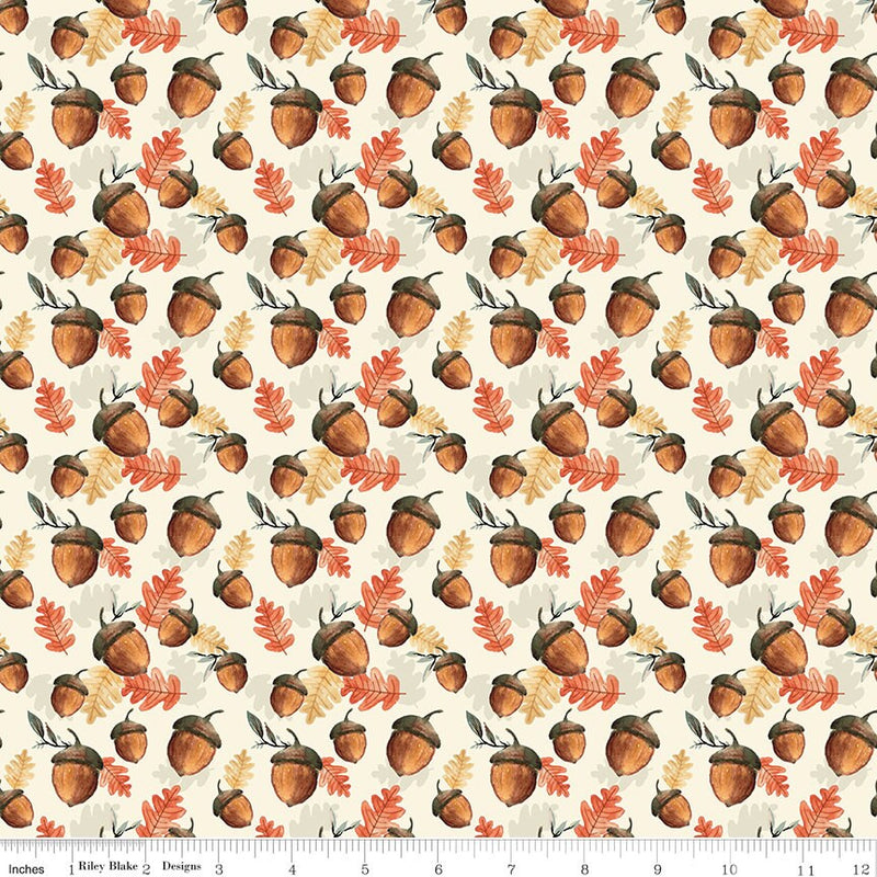 Acorns on Cream - Shades of Autumn - Sold by the Half Yard - My Mind's Eye for Riley Blake Designs - C13473-CREAM