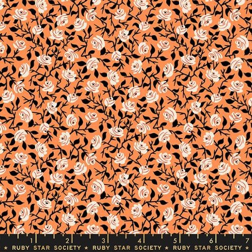 Brambling Rose Halloween Floral in Pumpkin - Tiny Frights - Sold by the Half Yard - Ruby Star Society for Moda Fabrics - RS5115-13