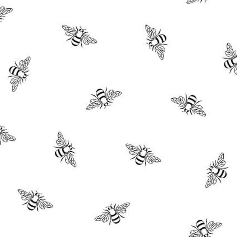 Spring Bees White on White - Sold by the Half Yard - Ramblings P&B Textiles - RAMS 4211 W