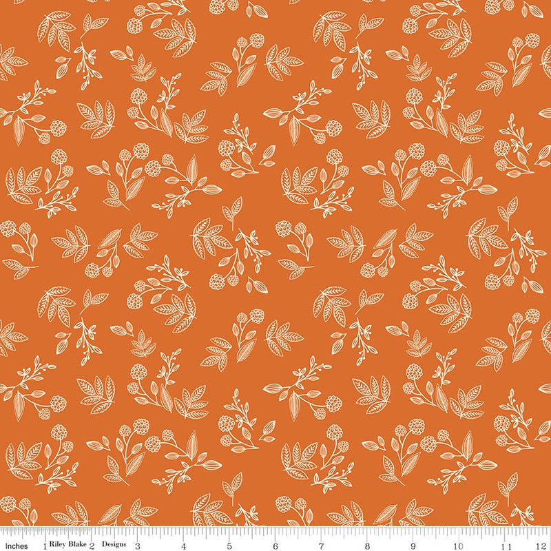 Sprigs Orange - Shades of Autumn - Sold by the Half Yard - My Mind's Eye for Riley Blake Designs - C13474-ORANGE