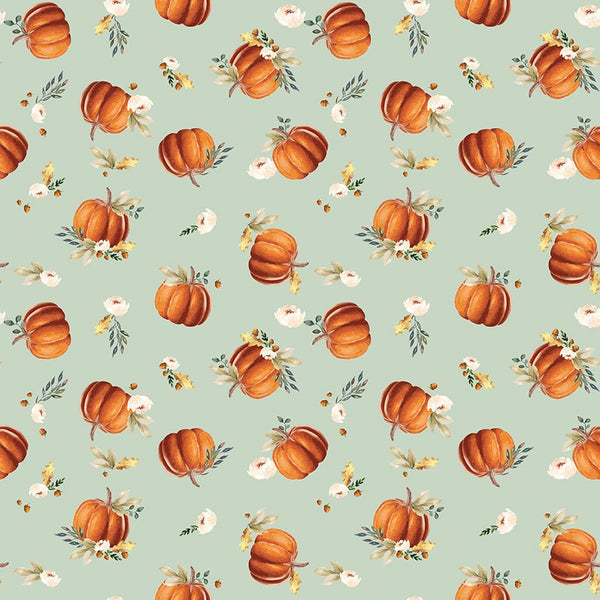 Pumpkins on Tea Green - Shades of Autumn - Sold by the Half Yard - My Mind's Eye for Riley Blake Designs - C13471-TEAGREEN