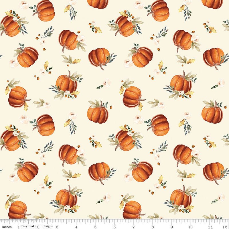 Pumpkins on Cream - Shades of Autumn - Sold by the Half Yard - My Mind's Eye for Riley Blake Designs - C13471-CREAM