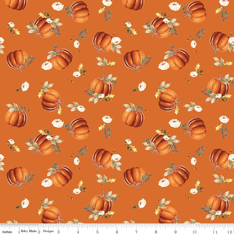 Pumpkins on Orange - Shades of Autumn - Sold by the Half Yard - My Mind's Eye for Riley Blake Designs - C13471-ORANGE