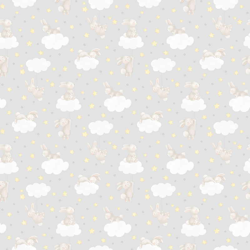 Bunny Clouds Double Brushed Flannel - Sold by the Half Yard - Snuggle Bunny - 100% Cotton - F26662-91