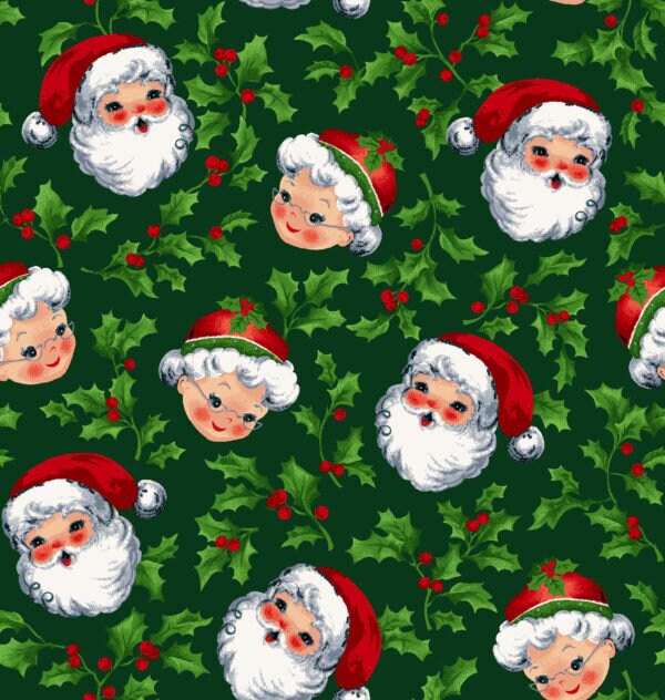 Mr. and Mrs. Claus Green - Sold by the Half Yard - Yule Cool - Freckle and Lolly - D113-Z