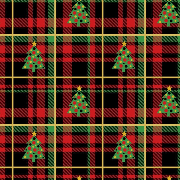 Christmas Tree Plaid Black - Sold by the Half Yard - Yule Cool - Freckle and Lolly - D111-Z