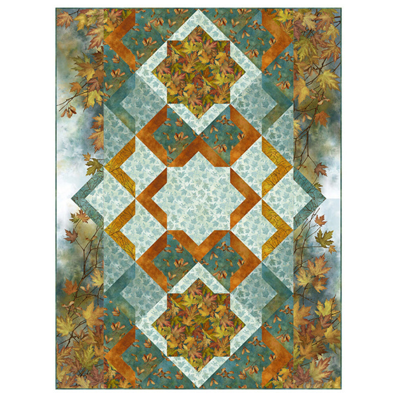 Tonal Leaves Mid Teal - Sold by the Half Yard - Autumn Splendor - Stonehenge - Linda Ludovico for Northcott Fabrics - 26686-64