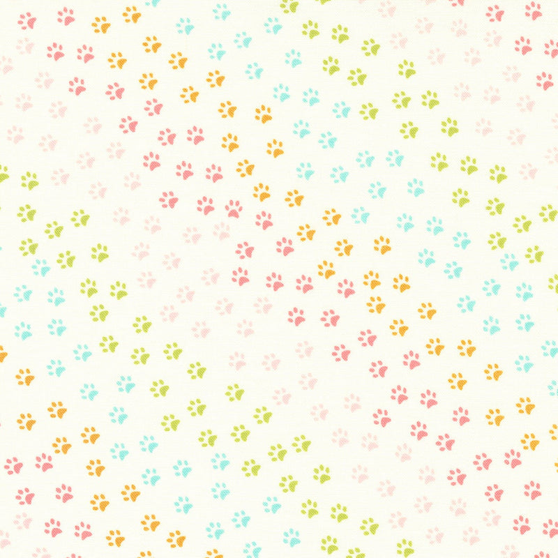 Paws and More Paws Cream/Pastel Multi - Sold by the Half Yard - Here Kitty Kitty by Stacy Iest Hsu - 20835 11