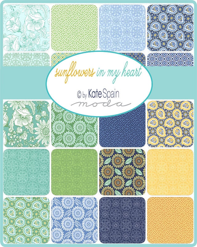 Coeur Geometrics in Pond - Sold by the Half Yard - Sunflowers in My Heart - Kate Spain for Moda Fabrics - 27322 13