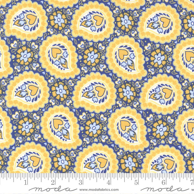 Provence Paisley in Ocean - Sold by the Half Yard - Sunflowers in My Heart - Kate Spain for Moda Fabrics - 27323 18