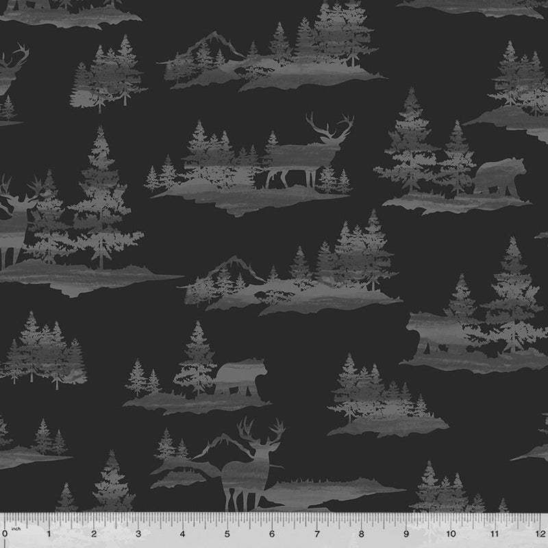 Forestscape Flannel Coal - Fletcher by Whistler Studios - Sold by the Half Yard - 2-ply Flannel - Windham Fabrics - 53693F-3
