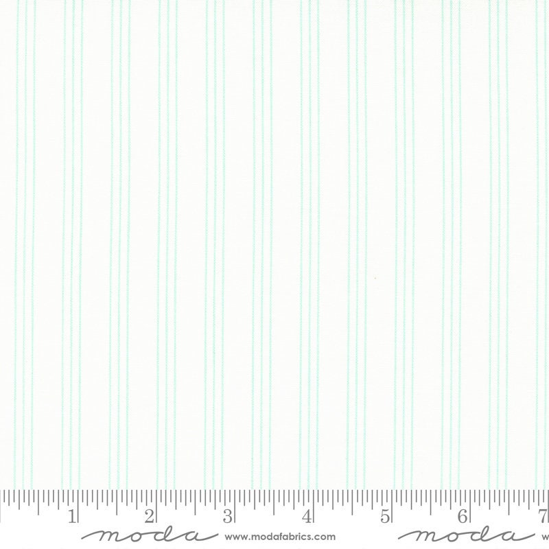 Lighthearted Aqua Stripe on Cream - Sold by the Half Yard - Lighthearted - Camille Roskelley for Moda Fabrics - 55296 21