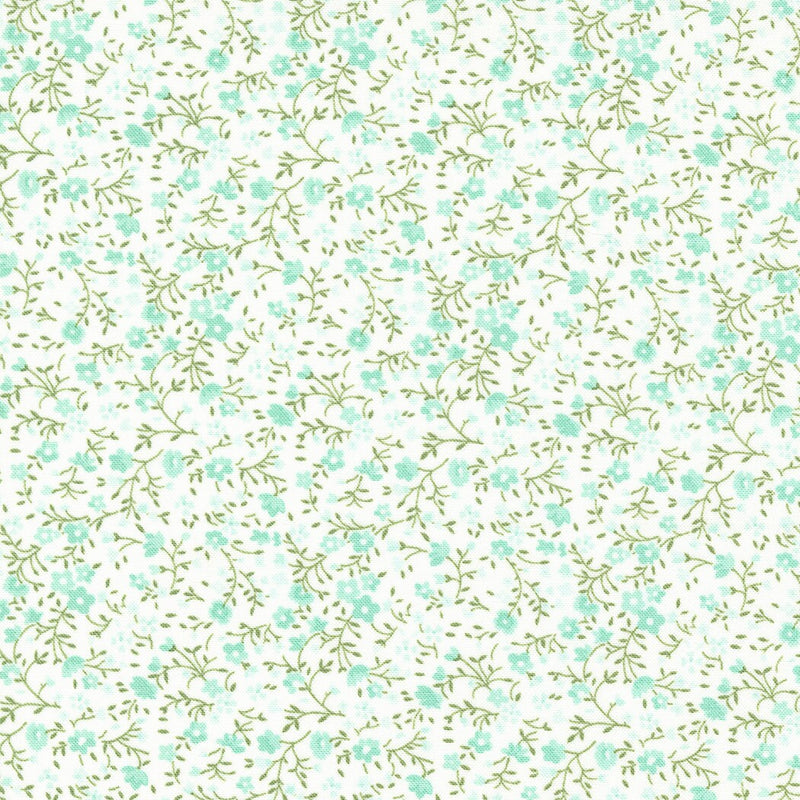 Lighthearted Meadow on Cream/Aqua - Sold by the Half Yard - Lighthearted - Camille Roskelley for Moda Fabrics - 55297 21