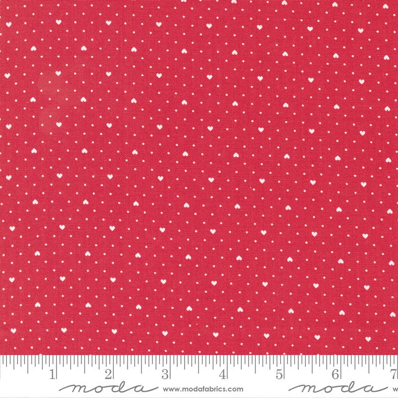 Lighthearted Cream Heart Dot on Red - Sold by the Half Yard - Lighthearted - Camille Roskelley for Moda Fabrics - 55298 12