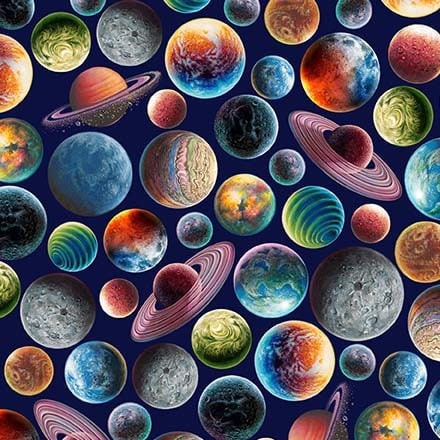 Planets - Sold by the Half Yard - The Final Frontier by Mark Gregory - Michael Miller Fabrics - DDC11247-MULT