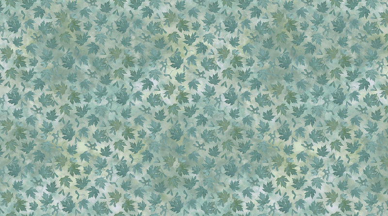 Tonal Leaves Mid Teal - Sold by the Half Yard - Autumn Splendor - Stonehenge - Linda Ludovico for Northcott Fabrics - 26686-64