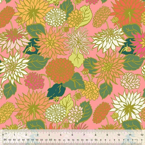 Dahlia Love in Petal - Sold by the Half Yard - In the Garden by Jennifer Moore - Windham Fabrics - 53627-3