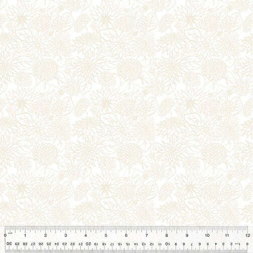 Dahlia Dream in White - Sold by the Half Yard - In the Garden by Jennifer Moore - Windham Fabrics - 53631-14