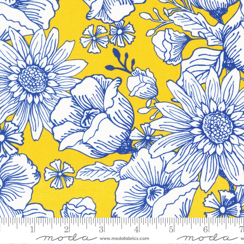 Jardin Large Floral in Sunflower Yellow - Sold by the Half Yard - Sunflowers in My Heart - Kate Spain for Moda Fabrics - 27320 21