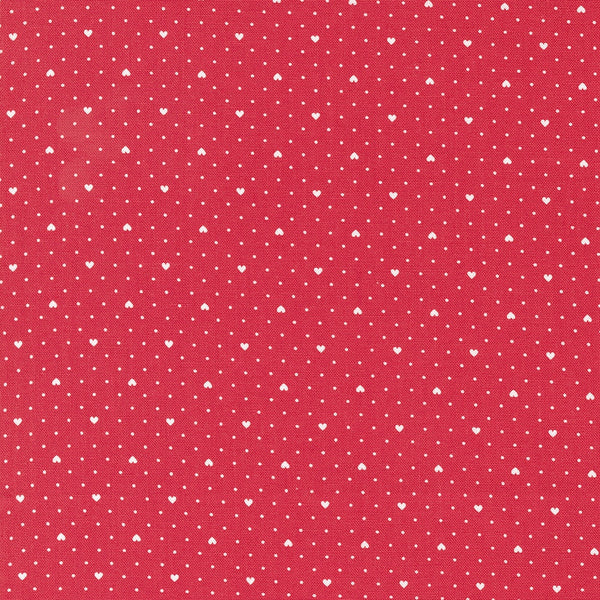 Lighthearted Cream Heart Dot on Red - Sold by the Half Yard - Lighthearted - Camille Roskelley for Moda Fabrics - 55298 12
