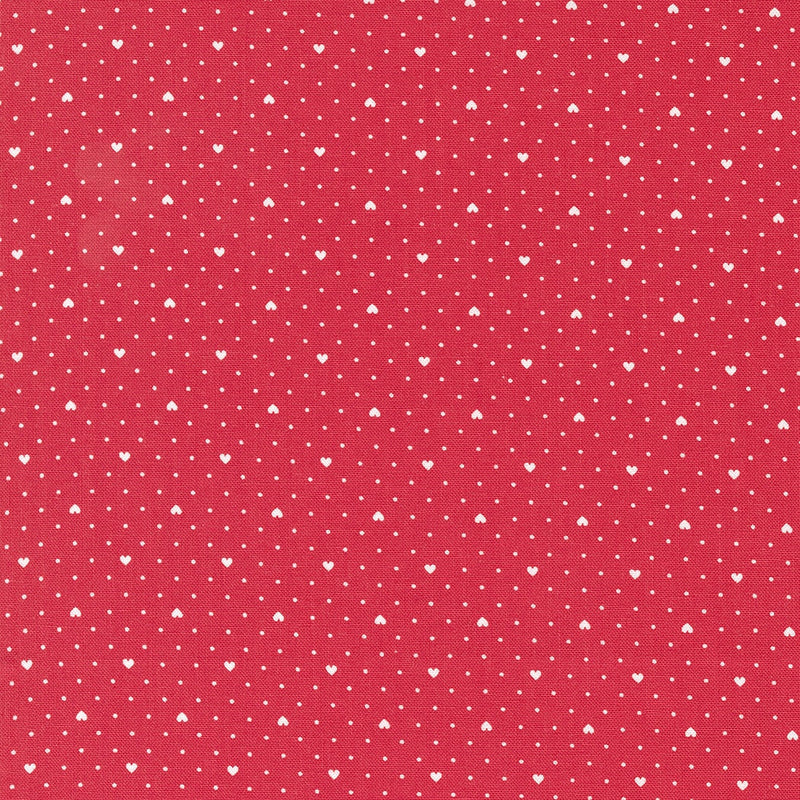 Lighthearted Cream Heart Dot on Red - Sold by the Half Yard - Lighthearted - Camille Roskelley for Moda Fabrics - 55298 12