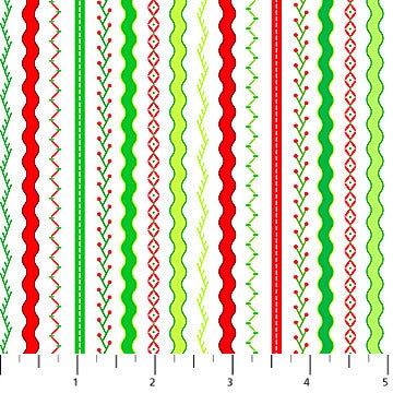 Christmas Rick Rack Stripe - Sold by the Half Yard - Bright Christmas - Northcott Fabrics - 10156-10-10