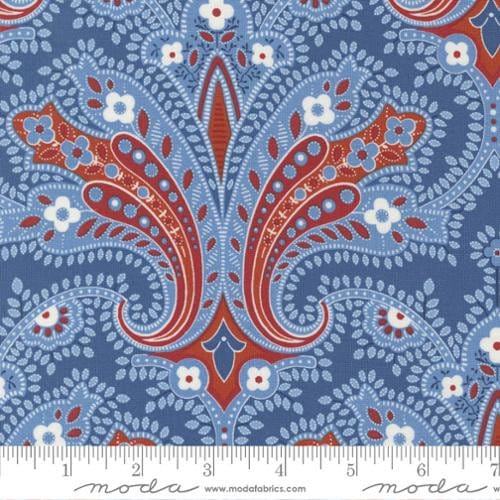 Indienne Paisley Blue - Sold By the Half Yard - Sunrise Side by Minnick & Simpson for Moda Fabrics - 14960 16