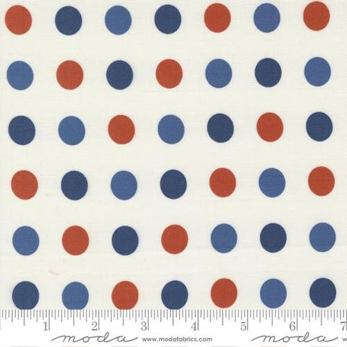 Polka Dots Red and Blue on Cream - Sold By the Half Yard - Sunrise Side by Minick & Simpson for Moda Fabrics - 14967 11