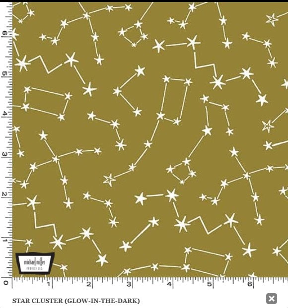 Star Cluster Gold Glow in the Dark - Sold by the Half Yard - Starry Night by Miriam Dornemann - Michael Miller Fabrics - DDC11099-GOLD