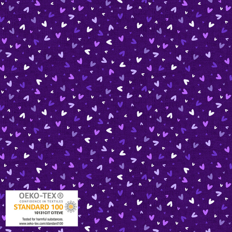 Quilting Rainbow Hearts Purple - Sold by the Half Yard - Stof Fabrics - 4512-933