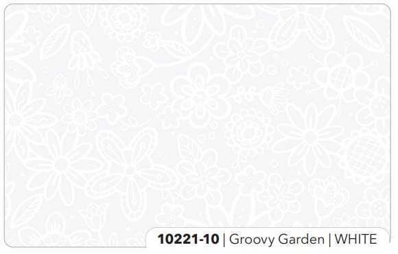 Groovy Garden White on White - Sold by the Half Yard - Patrick Lose Studios - Northcott Fabrics - 10221-10