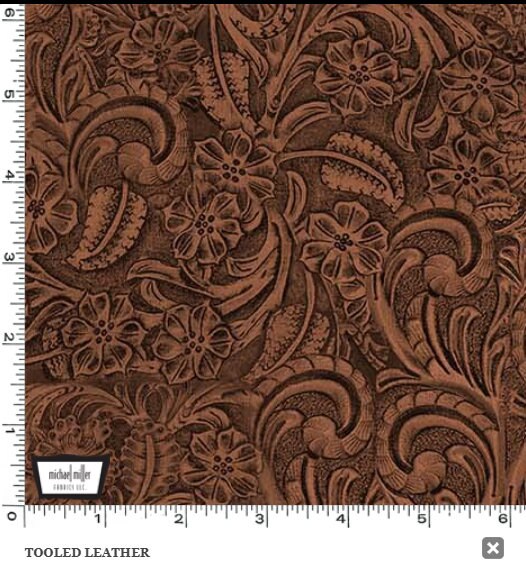 Tooled Leather in Mahogany - Sold by the Half Yard - Big Sky Country - Michael Miller Fabrics - CX11306-MAHO-D