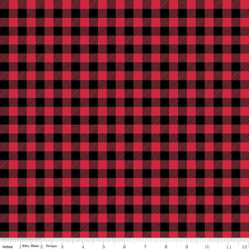 Buffalo Check Black/Red Flannel - Sold by the Half Yard - Double Brushed 2-ply Flannel - Echo Park Paper Co - F13908-BLACKRED