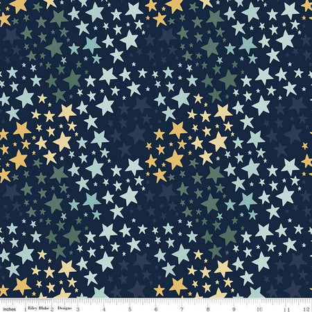 It's a Boy Stars on Navy Flannel - Sold by the Half Yard - Double Brushed 2-ply Flannel - Echo Park Paper Co - F13904-NAVY