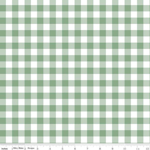 It's a Girl Gingham Sage Flannel - Sold by the Half Yard - Double Brushed 2-ply Flannel - Echo Park Paper Co - F13906-SAGE
