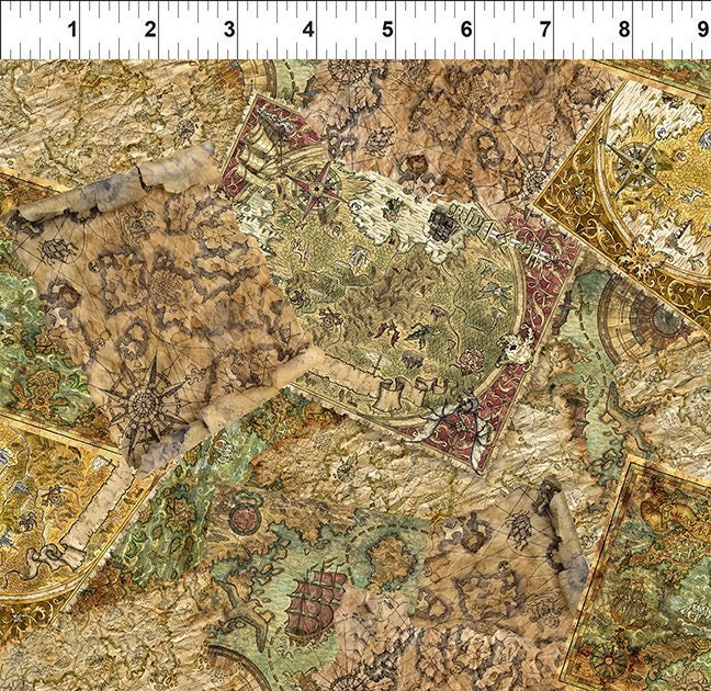 Maps Legendary Journeys - Sold by the Half Yard - Jason Yenter for In the Beginning Fabrics - 5LJ 1