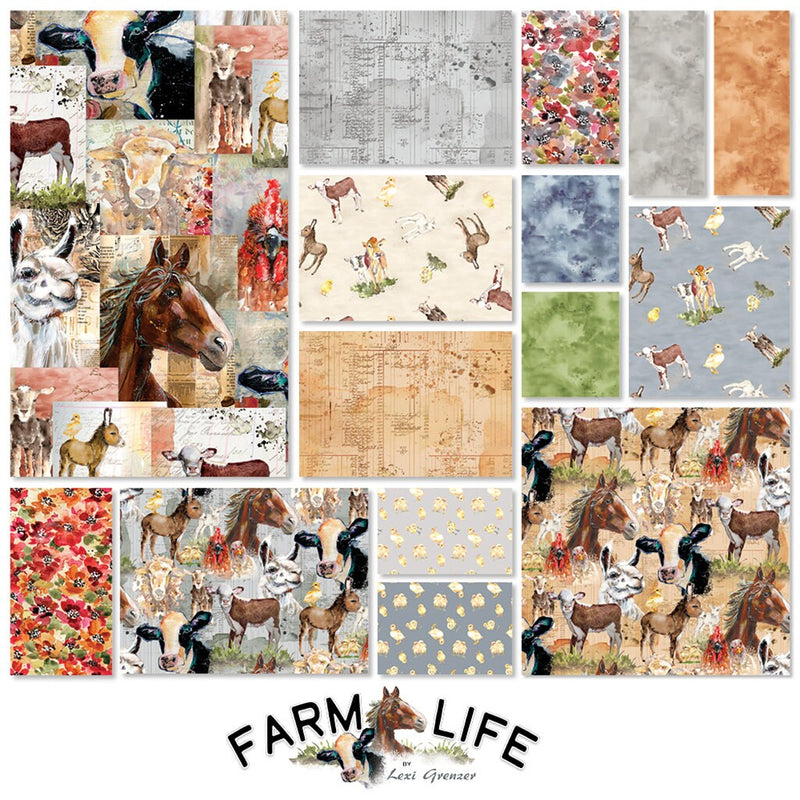 Farm Life Quilt Kit - 54" x 63" - Fabric by Lexi Grenzer - Pattern by Villa Rosa Designs
