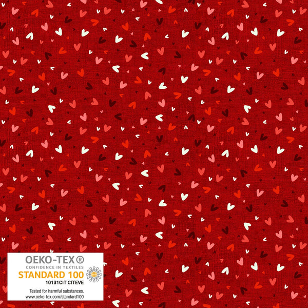 Quilting Rainbow Hearts Red - Sold by the Half Yard - Stof Fabrics - 4512-944