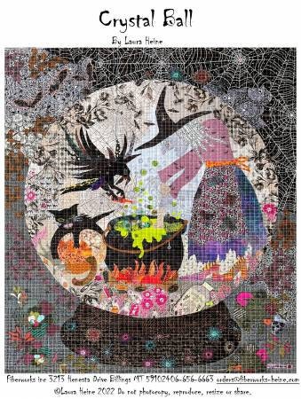 Crystal Ball Collage - Pattern by Laura Heine - Fiberworks - Wallhanging Pattern - FWLHCB