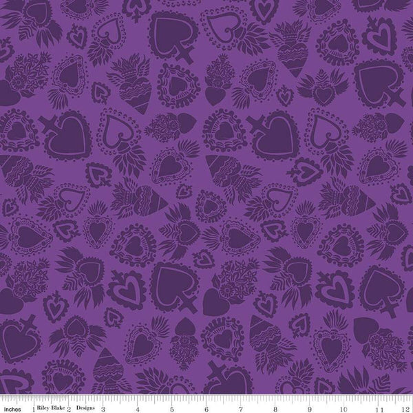 Amor Eternal Hearts Purple - Sold by the Half Yard - Kathy Cano-Murillo for Riley Blake Designs - C11813-PURPLE