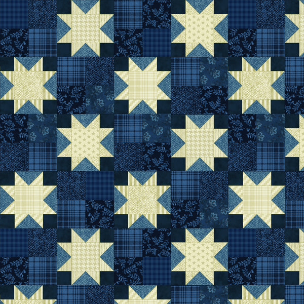 American Spirit Patch Blue - Sold by the Half Yard - Cheryl Haynes for Benartex - 16102 55