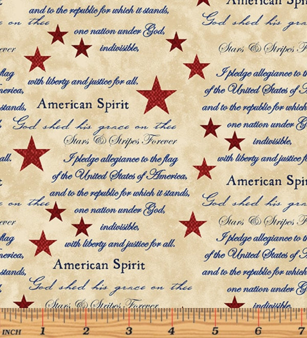 America Inspired Tan - Sold by the Half Yard - American Spirit by Cheryl Haynes for Benartex - 16104 72