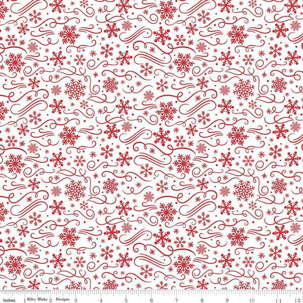 Snowflakes White Flannel - Sold by the Half Yard - Double Brushed 2-ply Flannel - Echo Park Paper Co - F13907-WHITE