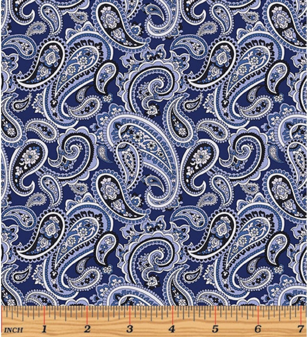 Parquet Floor Navy - Sold by the Half Yard - Paisley Quilt Fabric - The Drawing Room by Pat Sloan - 17007 50