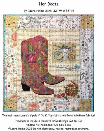 Her Boots Collage Pattern by Laura Heine - Fiberworks - Wallhanging Pattern - FWLHHBTS